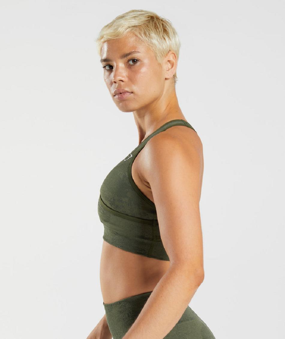 Sujetadores Deportivos Gymshark Adapt Camo Seamless Mujer Naranjas Verde Oliva Verde Oliva | CO 2194FDN